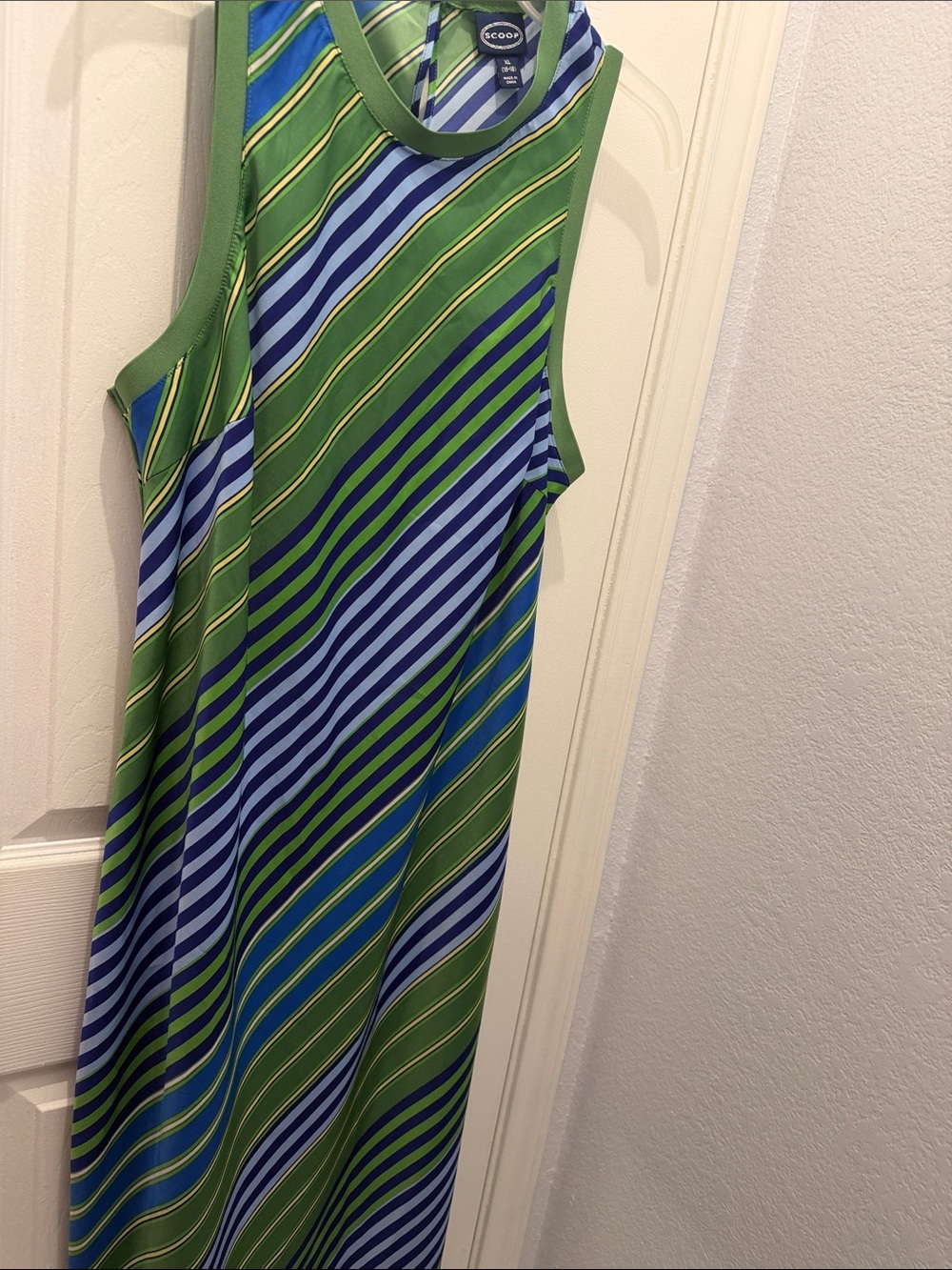 Scoop Green & Blue Striped Maxi Dress